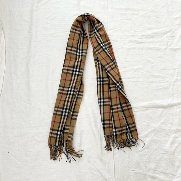 Tan Plaid Nova-Check Scarf - Picture 4 of 7